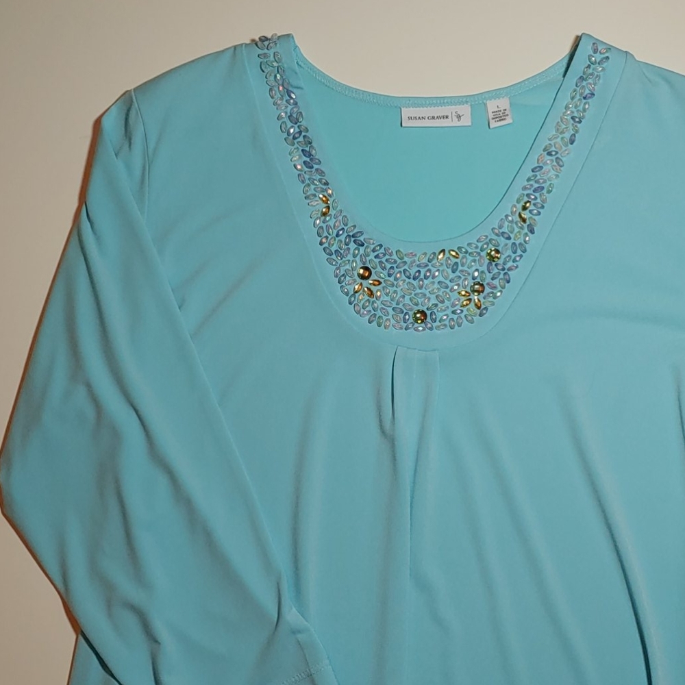 Susan Graver 3/4 length sleeve knit top